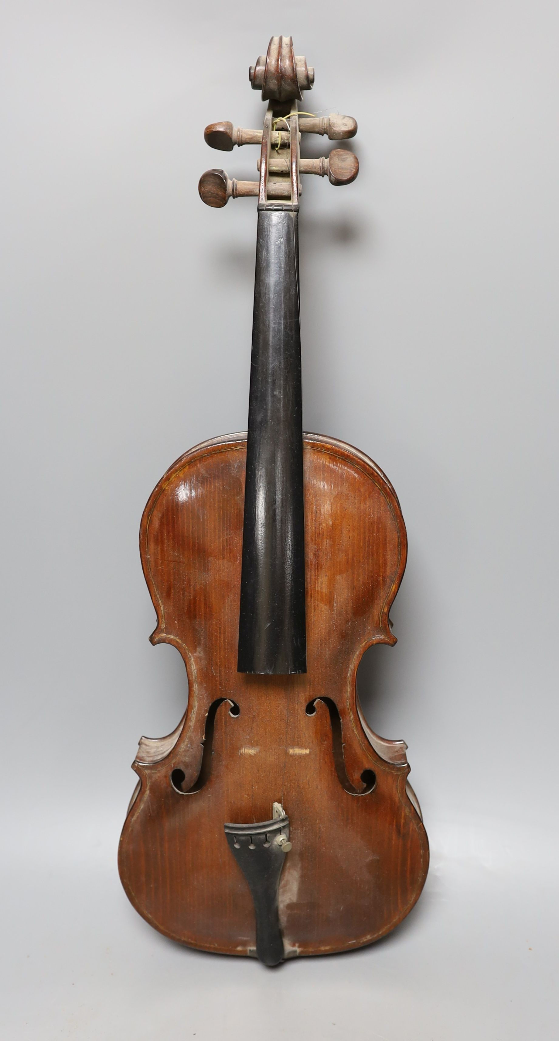 A cased 19th century violin